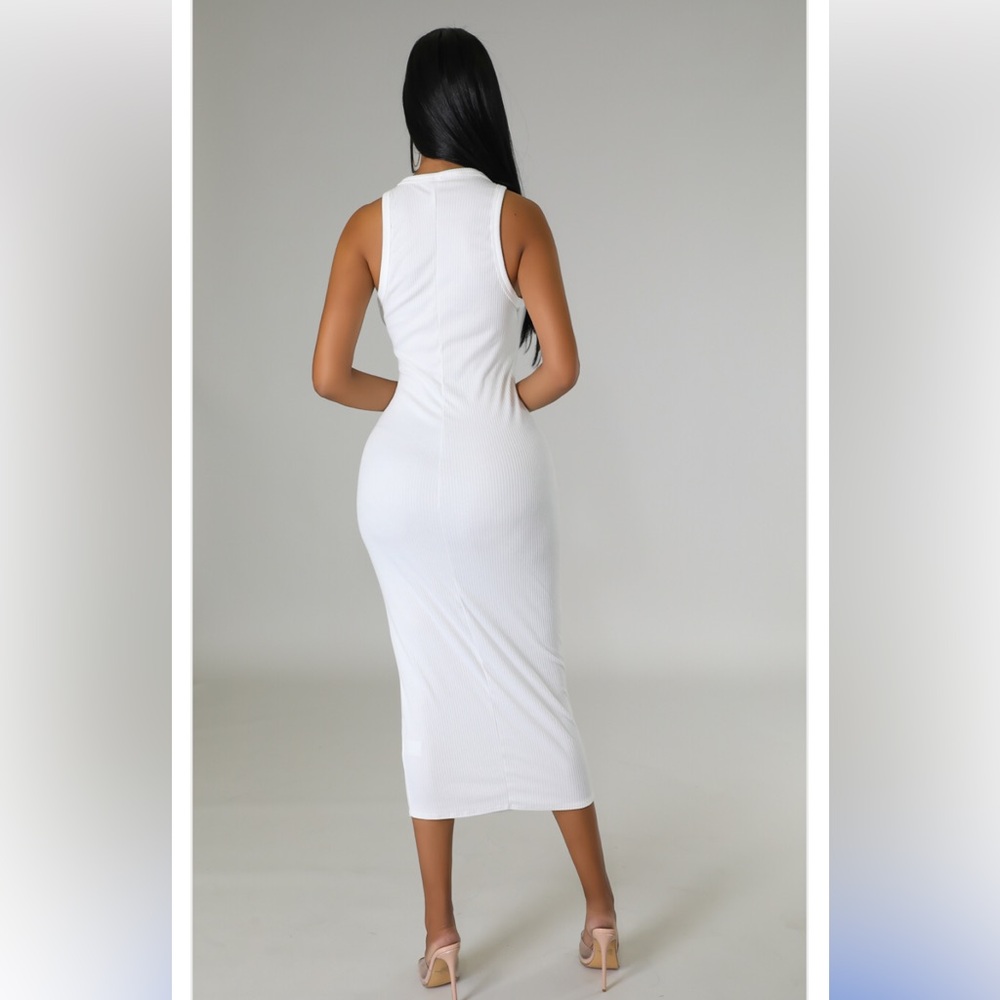 Off White Simple Ripped Tank Dress - Picture 2 of 2